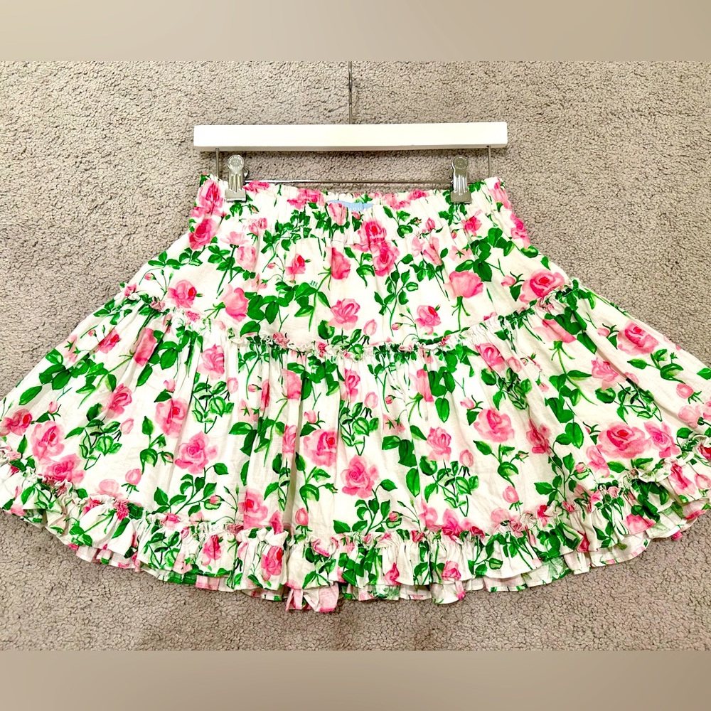 Hill House Paz Skirt in Pink Roses Size L - Picture 4 of 8
